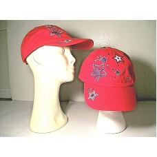 Mujers Red Hat Patriotic Stars Sports Baseball Cap Metal Studs Adjustable New  eb-21637983